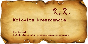 Kolovits Kreszcencia névjegykártya